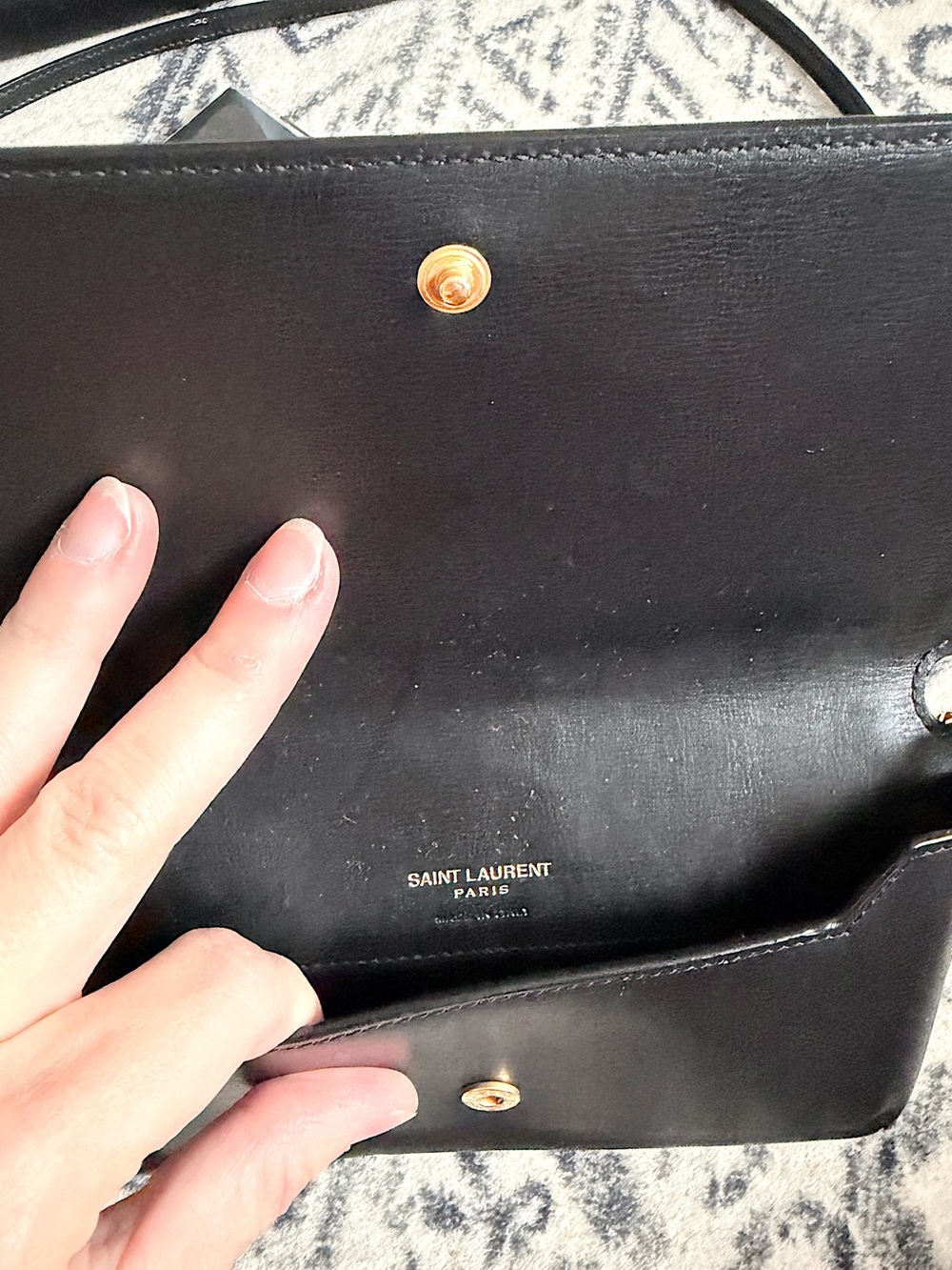 SOLD❗️YSL Cassandre mini black gold monogram chain crossbody bag phone holder - Picture 9 of 14